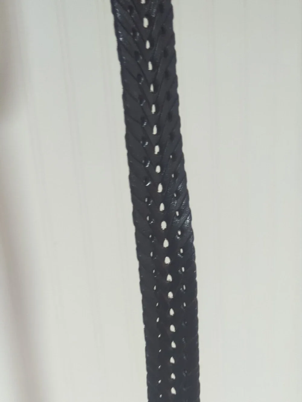 Men's Black Braided Leather Belt with Silver Buckle India 50